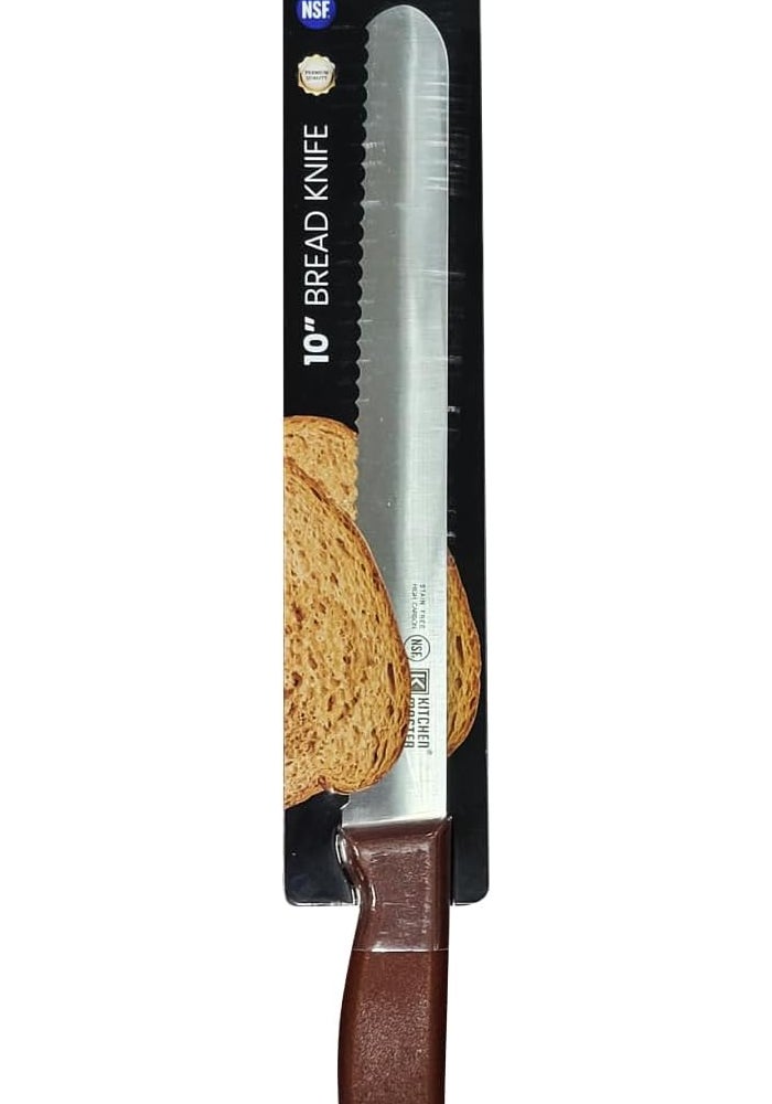 Kitchen Master 10 Inch Stainless Steel Serrated Bread Knife (Brown) | Heavy-Duty Slicer, KMK037 - Image 3